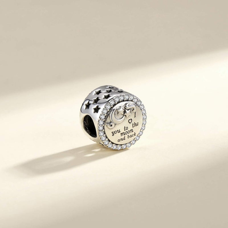 Linorui 925 Sterling Silver Charms Fit Pandora Charms Bracelet I Love You to The Moon and Back Fit Wife Mom Christmas Birthday Gift - Image 4